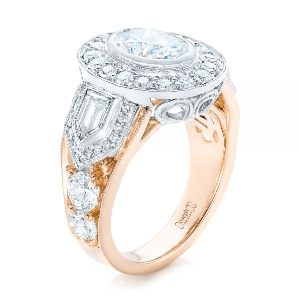 14k Rose Gold And Platinum 14k Rose Gold And Platinum Custom Two-tone Diamond Engagement Ring - Three-Quarter View -  102549