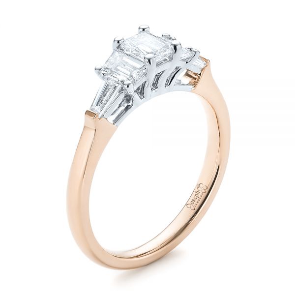 18k Rose Gold And Platinum 18k Rose Gold And Platinum Custom Two-tone Diamond Engagement Ring - Three-Quarter View -  103505