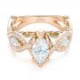 14k Rose Gold And 14K Gold Custom Two-tone Diamond Engagement Ring - Flat View -  102464 - Thumbnail