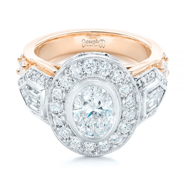 14k Rose Gold And Platinum 14k Rose Gold And Platinum Custom Two-tone Diamond Engagement Ring - Flat View - 102549