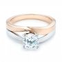 18k Rose Gold And 18K Gold 18k Rose Gold And 18K Gold Custom Two-tone Diamond Engagement Ring - Flat View -  102587 - Thumbnail