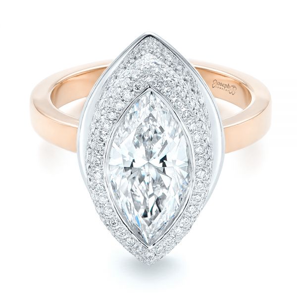  Platinum And 14k Rose Gold Platinum And 14k Rose Gold Custom Two-tone Diamond Engagement Ring - Flat View -  102947