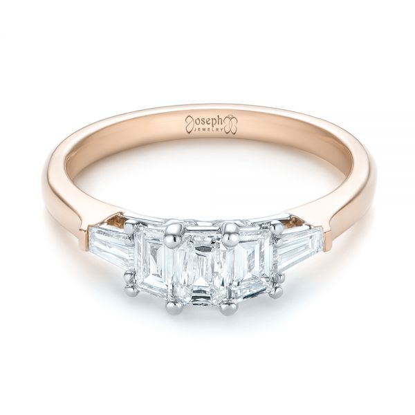 18k Rose Gold And 14K Gold 18k Rose Gold And 14K Gold Custom Two-tone Diamond Engagement Ring - Flat View -  103505