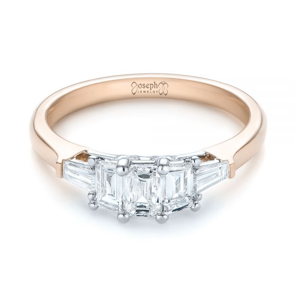 18k Rose Gold And 14K Gold 18k Rose Gold And 14K Gold Custom Two-tone Diamond Engagement Ring - Flat View - 103505