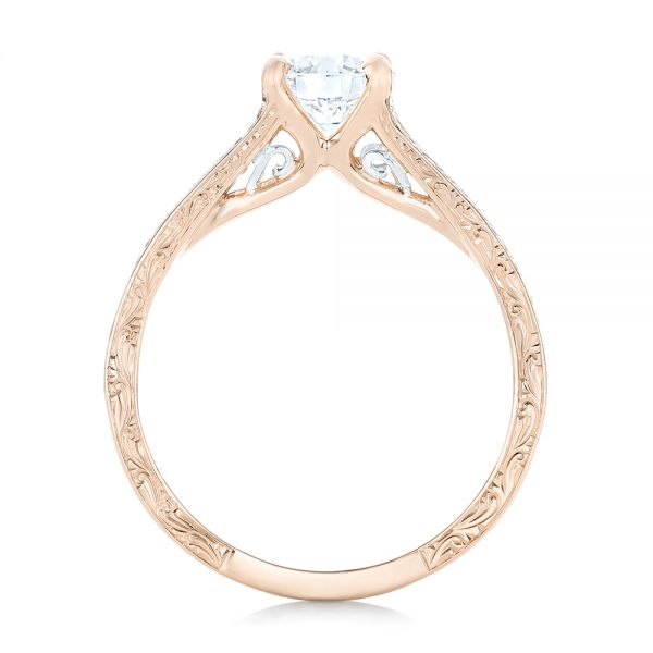 18k Rose Gold And 14K Gold 18k Rose Gold And 14K Gold Custom Two-tone Diamond Engagement Ring - Front View - 102433