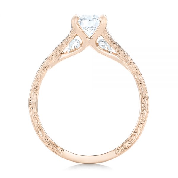 14k Rose Gold And 14K Gold 14k Rose Gold And 14K Gold Custom Two-tone Diamond Engagement Ring - Front View -  102433