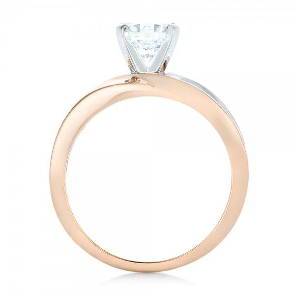 14k Rose Gold And 14K Gold Custom Two-tone Diamond Engagement Ring - Front View -  102587