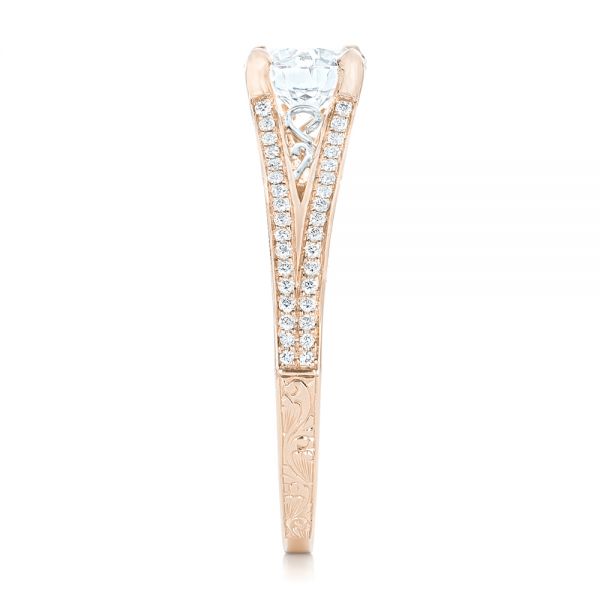 18k Rose Gold And 14K Gold 18k Rose Gold And 14K Gold Custom Two-tone Diamond Engagement Ring - Side View - 102433