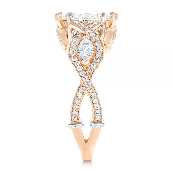 14k Rose Gold And Platinum 14k Rose Gold And Platinum Custom Two-tone Diamond Engagement Ring - Side View -  102464