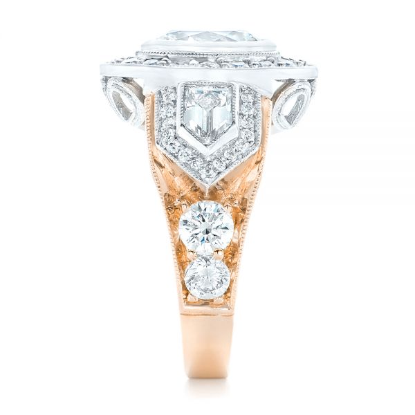 14k Rose Gold And Platinum 14k Rose Gold And Platinum Custom Two-tone Diamond Engagement Ring - Side View - 102549