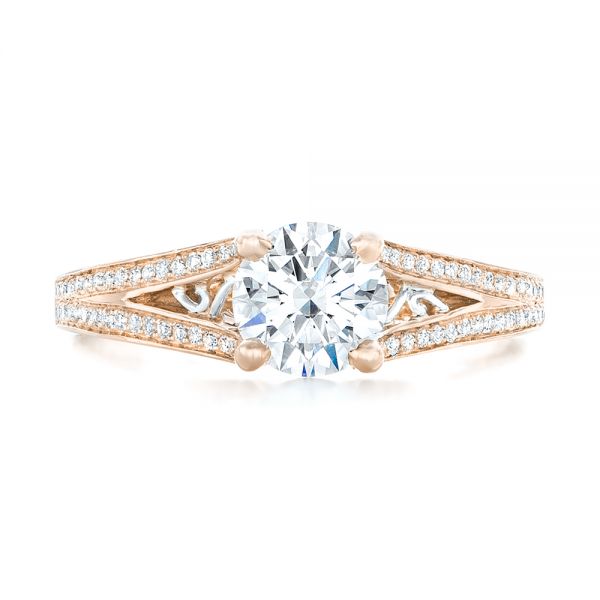 14k Rose Gold And Platinum 14k Rose Gold And Platinum Custom Two-tone Diamond Engagement Ring - Top View -  102433