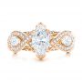 14k Rose Gold And 14K Gold Custom Two-tone Diamond Engagement Ring - Top View -  102464 - Thumbnail