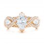 14k Rose Gold And 14K Gold Custom Two-tone Diamond Engagement Ring - Top View -  102464 - Thumbnail