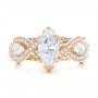 18k Rose Gold And Platinum 18k Rose Gold And Platinum Custom Two-tone Diamond Engagement Ring - Top View -  102464 - Thumbnail