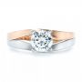 14k Rose Gold And 14K Gold Custom Two-tone Diamond Engagement Ring - Top View -  102587 - Thumbnail
