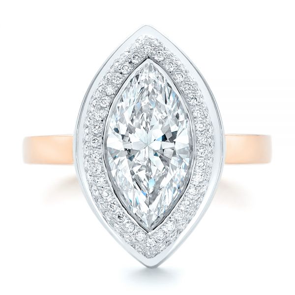  Platinum And 14k Rose Gold Platinum And 14k Rose Gold Custom Two-tone Diamond Engagement Ring - Top View -  102947