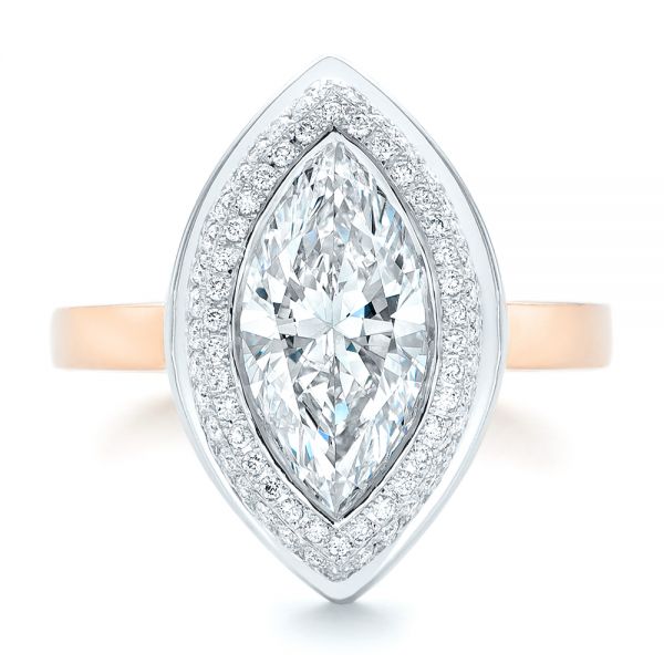 18K Gold And 18k Rose Gold 18K Gold And 18k Rose Gold Custom Two-tone Diamond Engagement Ring - Top View - 102947