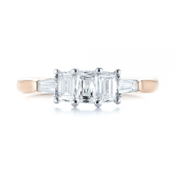 14k Rose Gold And Platinum 14k Rose Gold And Platinum Custom Two-tone Diamond Engagement Ring - Top View -  103505