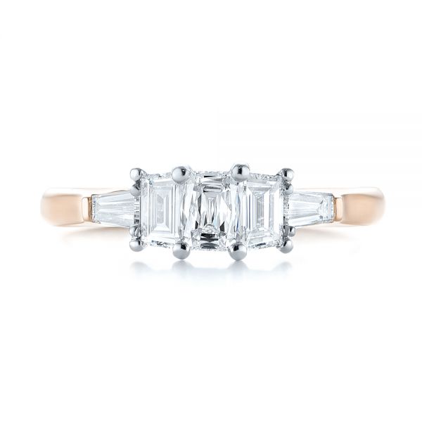 18k Rose Gold And 14K Gold 18k Rose Gold And 14K Gold Custom Two-tone Diamond Engagement Ring - Top View - 103505