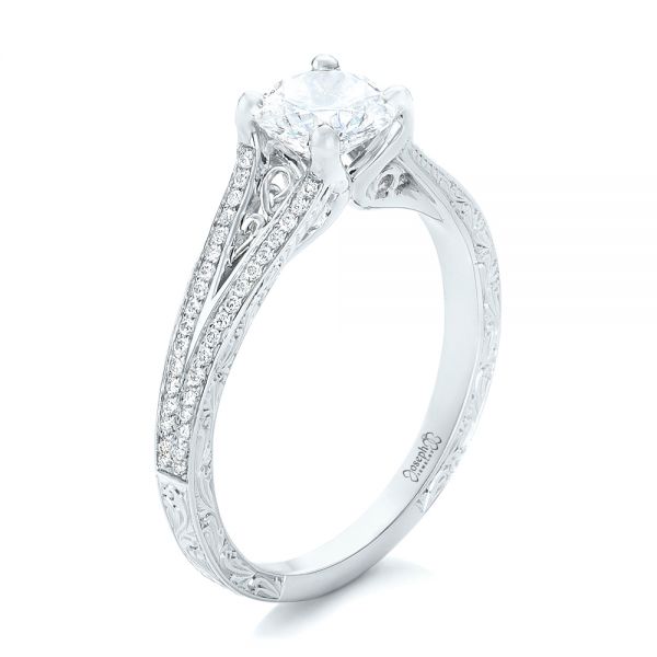 Platinum And 14K Gold Platinum And 14K Gold Custom Two-tone Diamond Engagement Ring - Three-Quarter View - 102433