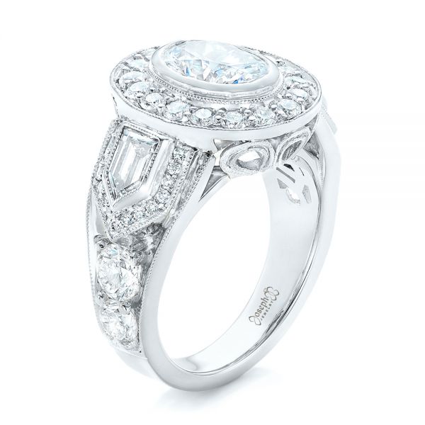 18k White Gold And Platinum 18k White Gold And Platinum Custom Two-tone Diamond Engagement Ring - Three-Quarter View - 102549