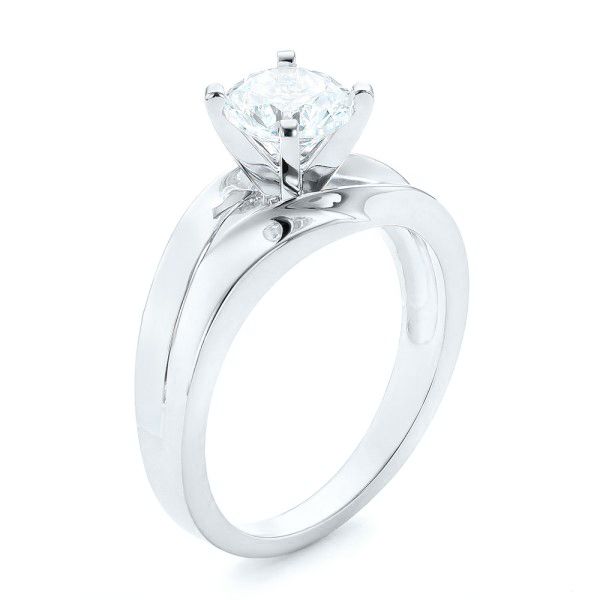 14k White Gold And Platinum 14k White Gold And Platinum Custom Two-tone Diamond Engagement Ring - Three-Quarter View -  102587