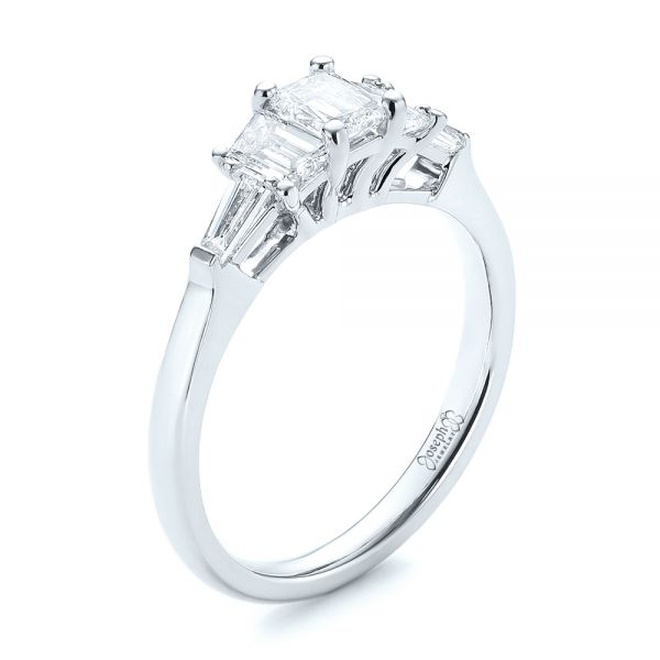 14k White Gold And Platinum 14k White Gold And Platinum Custom Two-tone Diamond Engagement Ring - Three-Quarter View -  103505