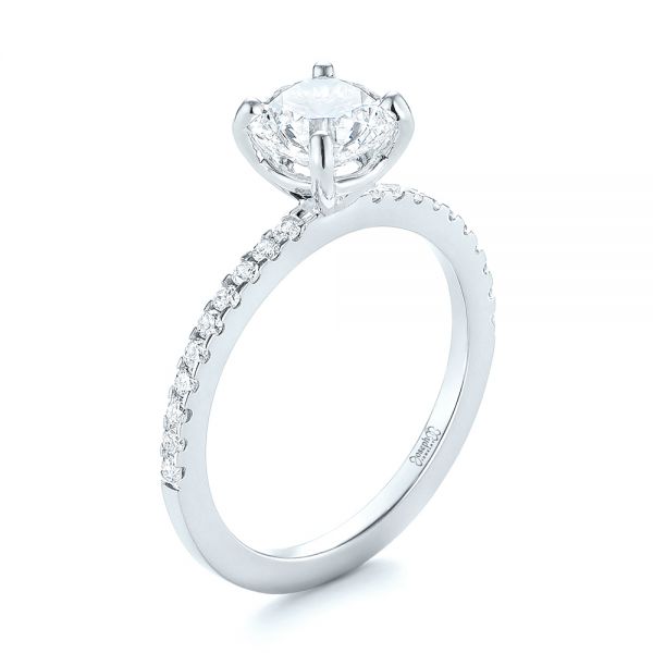  Platinum And 14K Gold Platinum And 14K Gold Custom Two-tone Diamond Engagement Ring - Three-Quarter View -  103533
