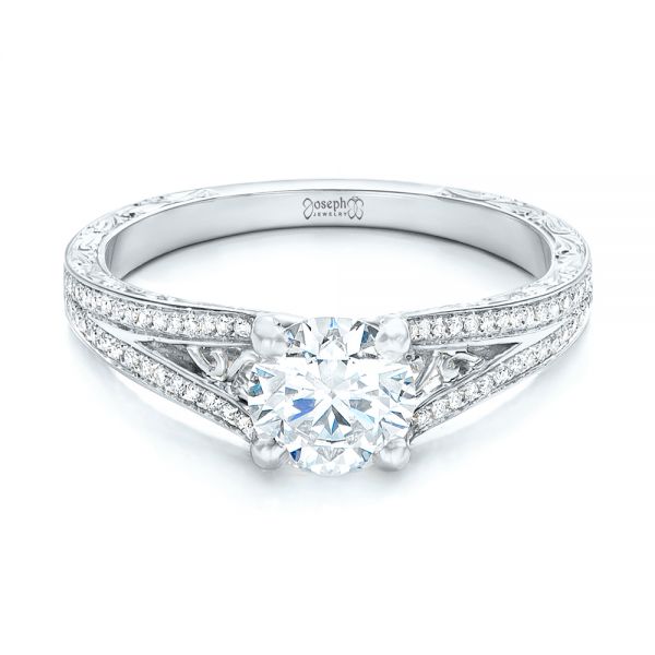 Platinum And 14K Gold Platinum And 14K Gold Custom Two-tone Diamond Engagement Ring - Flat View - 102433
