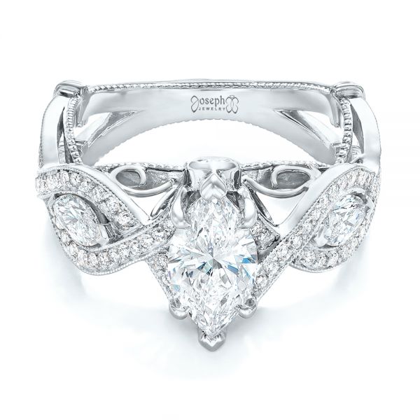 18k White Gold And Platinum 18k White Gold And Platinum Custom Two-tone Diamond Engagement Ring - Flat View -  102464