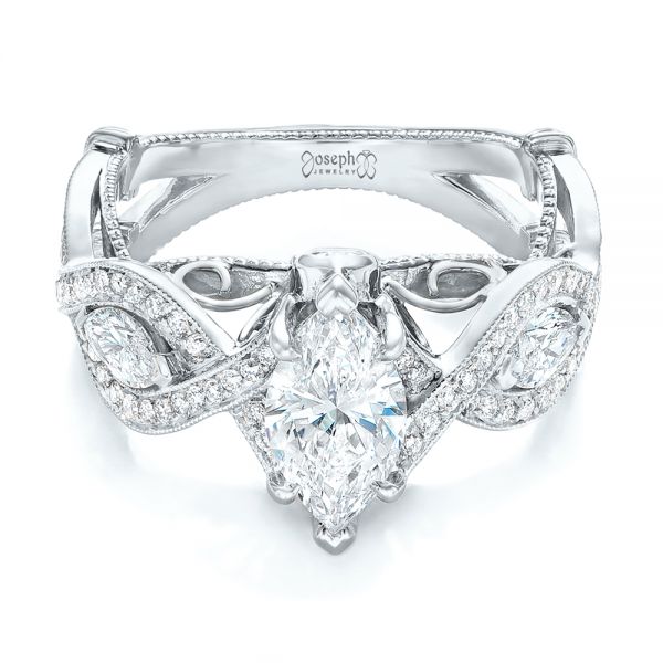 Platinum And Platinum Platinum And Platinum Custom Two-tone Diamond Engagement Ring - Flat View - 102464