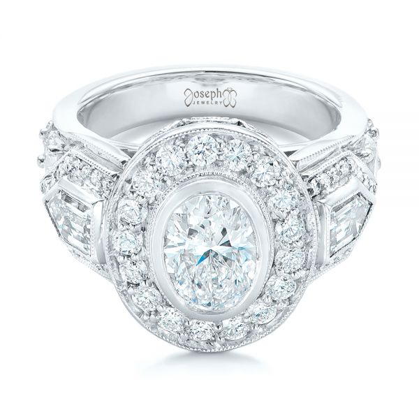 14k White Gold And Platinum 14k White Gold And Platinum Custom Two-tone Diamond Engagement Ring - Flat View -  102549