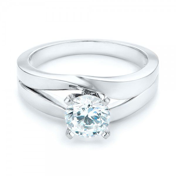 18k White Gold And Platinum 18k White Gold And Platinum Custom Two-tone Diamond Engagement Ring - Flat View -  102587