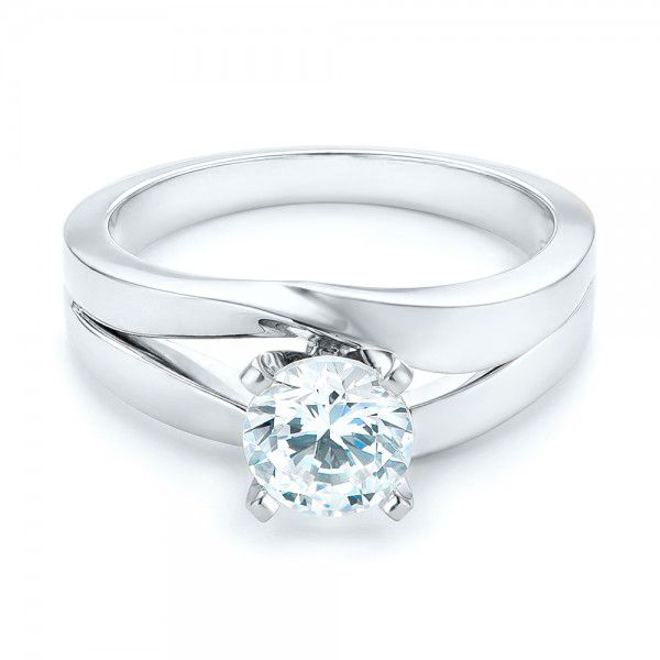 18k White Gold And 14K Gold 18k White Gold And 14K Gold Custom Two-tone Diamond Engagement Ring - Flat View - 102587