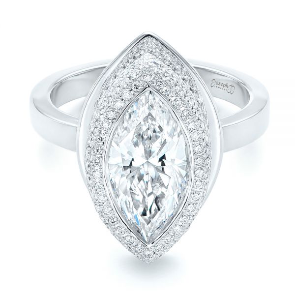  Platinum And 18k White Gold Platinum And 18k White Gold Custom Two-tone Diamond Engagement Ring - Flat View -  102947