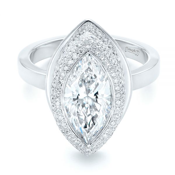 18K Gold And Platinum 18K Gold And Platinum Custom Two-tone Diamond Engagement Ring - Flat View - 102947