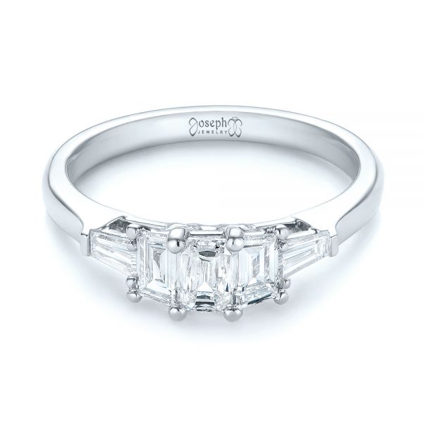 14k White Gold And Platinum 14k White Gold And Platinum Custom Two-tone Diamond Engagement Ring - Flat View -  103505