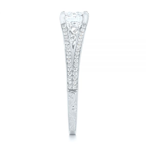 18k White Gold And Platinum 18k White Gold And Platinum Custom Two-tone Diamond Engagement Ring - Side View -  102433