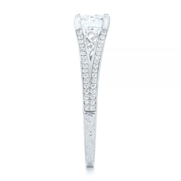 Platinum And 14K Gold Platinum And 14K Gold Custom Two-tone Diamond Engagement Ring - Side View - 102433