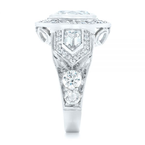 18k White Gold And Platinum 18k White Gold And Platinum Custom Two-tone Diamond Engagement Ring - Side View -  102549