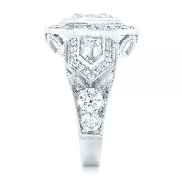 18k White Gold And Platinum 18k White Gold And Platinum Custom Two-tone Diamond Engagement Ring - Side View - 102549