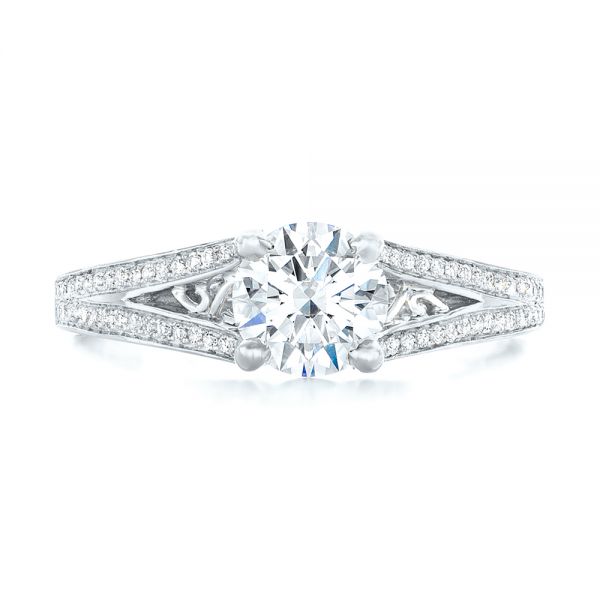 18k White Gold And Platinum 18k White Gold And Platinum Custom Two-tone Diamond Engagement Ring - Top View -  102433