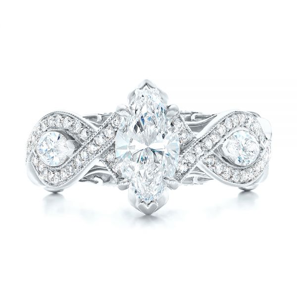 Platinum And Platinum Platinum And Platinum Custom Two-tone Diamond Engagement Ring - Top View - 102464