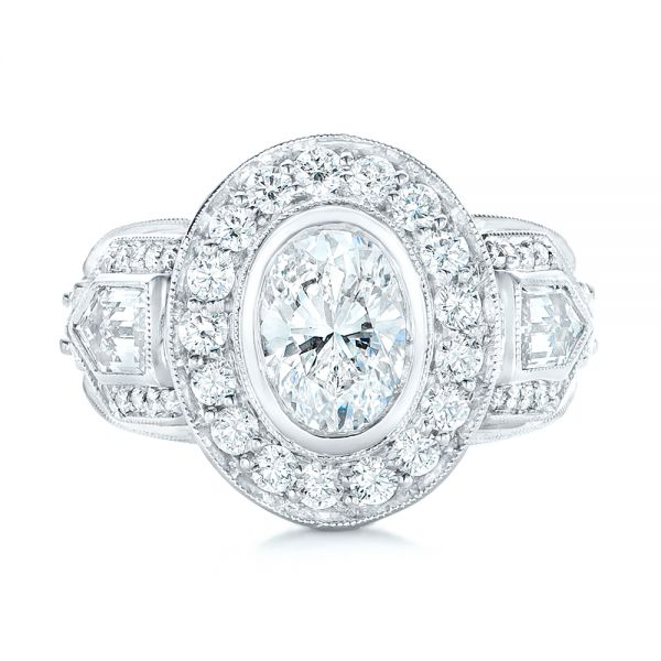 18k White Gold And Platinum 18k White Gold And Platinum Custom Two-tone Diamond Engagement Ring - Top View -  102549