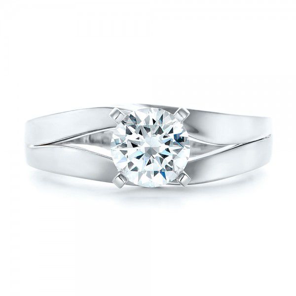 18k White Gold And Platinum 18k White Gold And Platinum Custom Two-tone Diamond Engagement Ring - Top View -  102587
