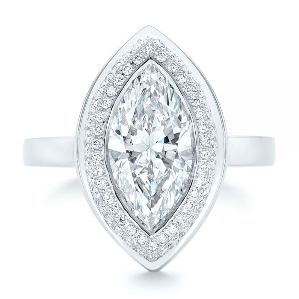  Platinum And 18k White Gold Platinum And 18k White Gold Custom Two-tone Diamond Engagement Ring - Top View -  102947