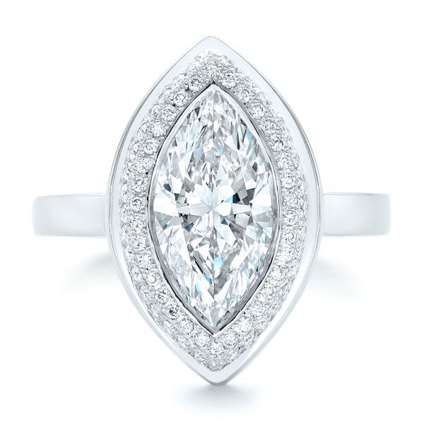 18K Gold And Platinum 18K Gold And Platinum Custom Two-tone Diamond Engagement Ring - Top View - 102947