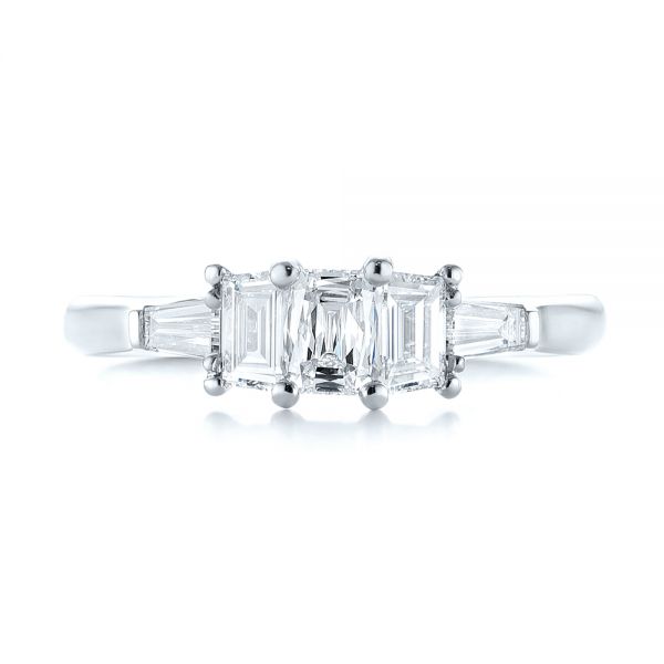 18k White Gold And Platinum 18k White Gold And Platinum Custom Two-tone Diamond Engagement Ring - Top View -  103505