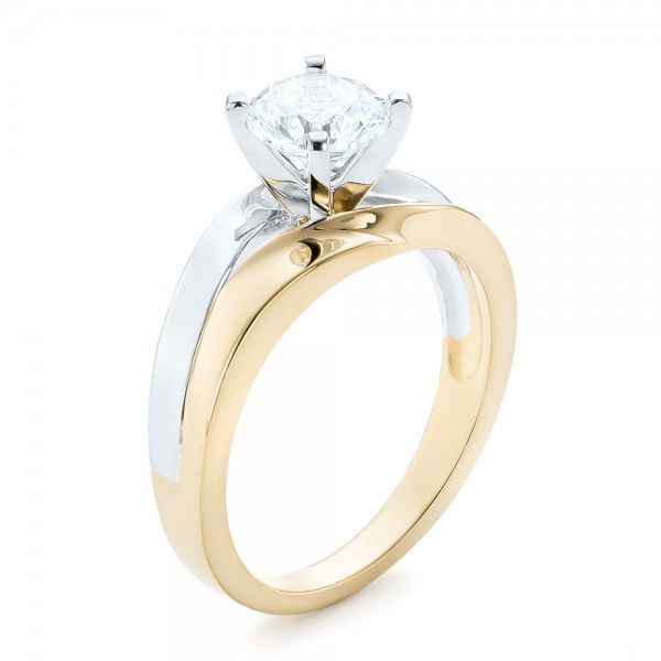 18k Yellow Gold And 18K Gold 18k Yellow Gold And 18K Gold Custom Two-tone Diamond Engagement Ring - Three-Quarter View -  102587