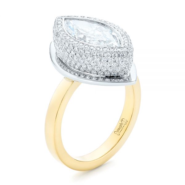  Platinum And 18k Yellow Gold Platinum And 18k Yellow Gold Custom Two-tone Diamond Engagement Ring - Three-Quarter View -  102947